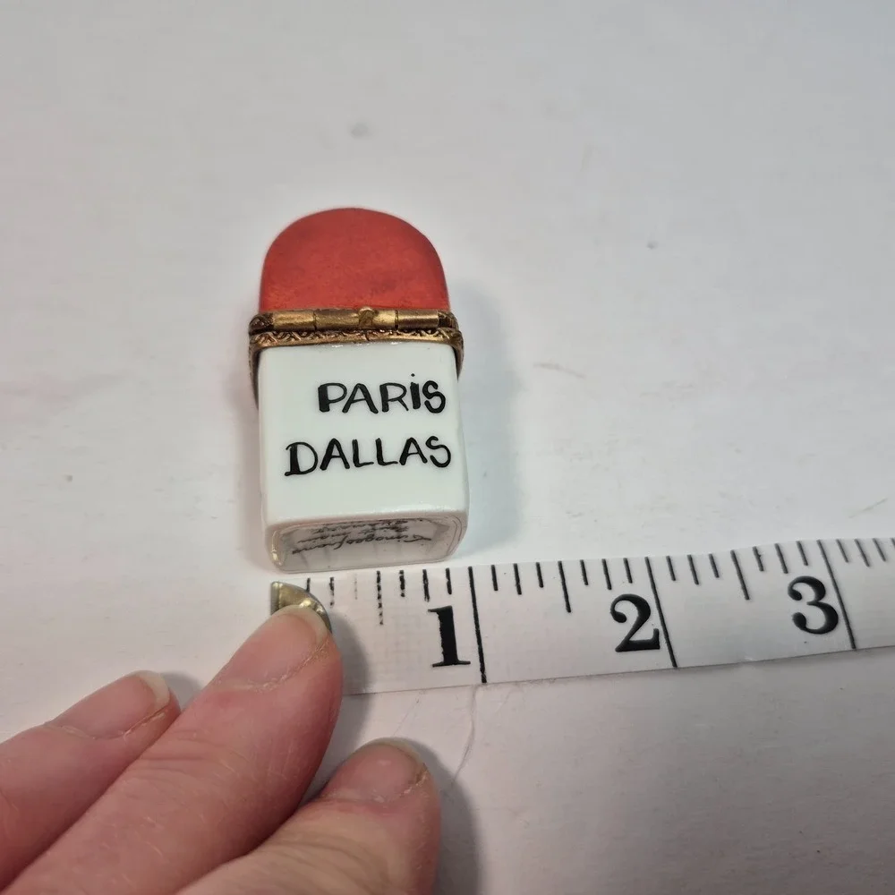 Peint Main Limoges France Chamart Porcelain Trinket Box Dallas / Paris 4936 Mile - Picture 9 of 9